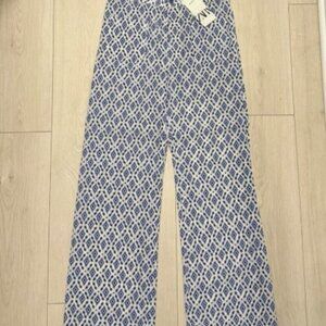 Zara Cotton Pants Geomtric Blue Size XS  3198/247/400 $50